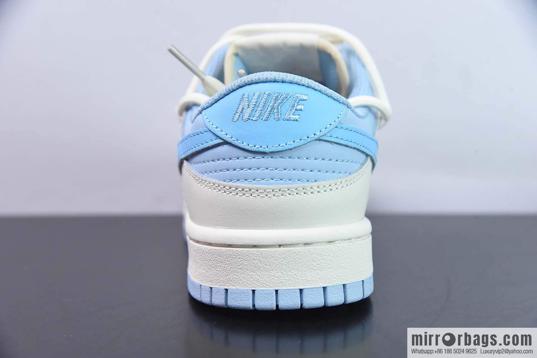 Nike Dunk Low SB low-top skate shoes/milk white and blue, straps, customized version