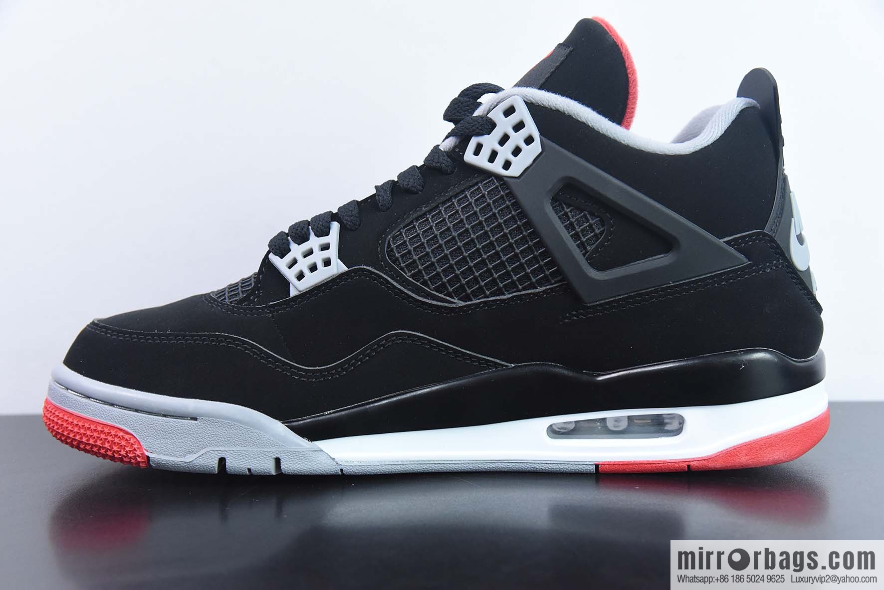 Air Jordan 4 Bred AJ4 black and red bull 19 years old replica sneakers item number: 308497-060