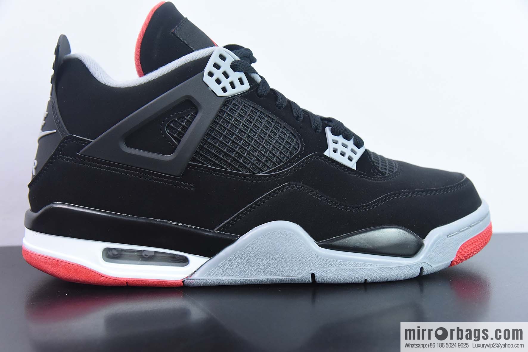 Air Jordan 4 Bred AJ4 black and red bull 19 years old replica sneakers item number: 308497-060
