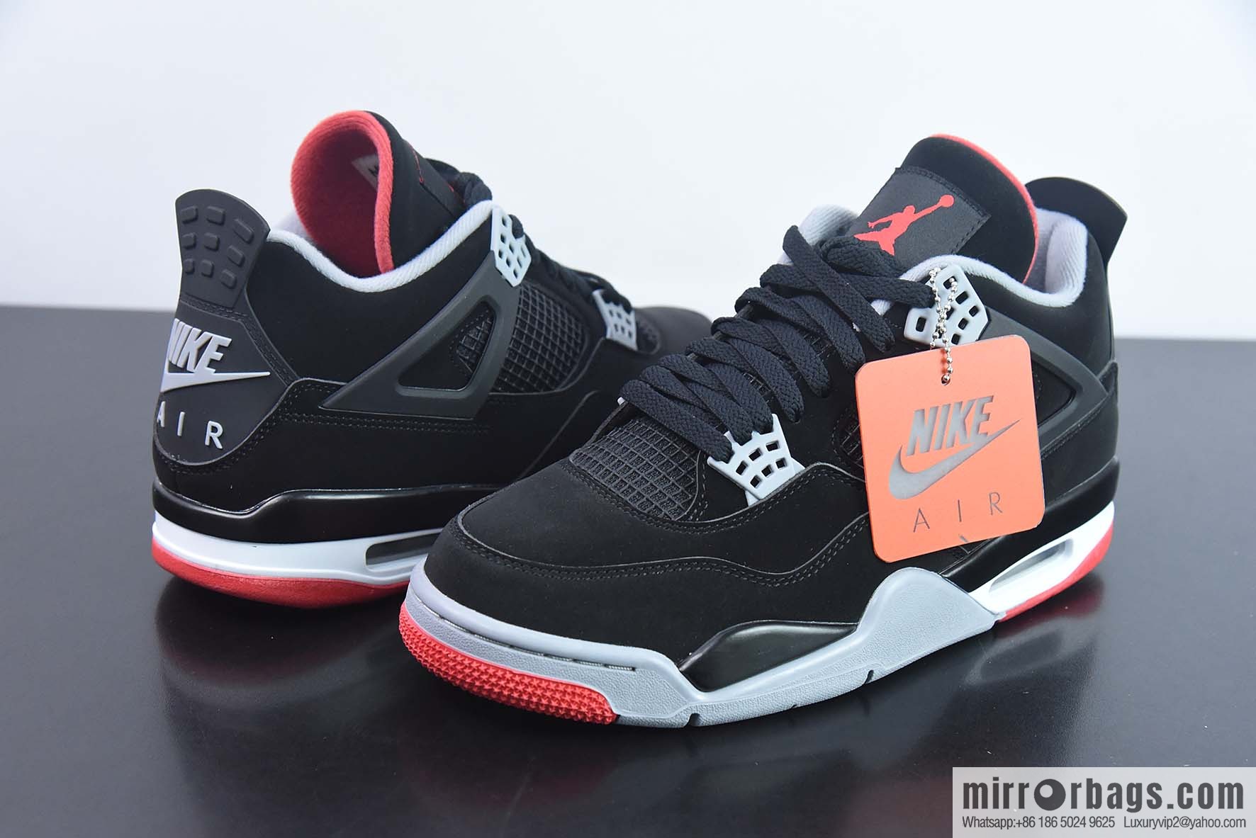Air Jordan 4 Bred AJ4 black and red bull 19 years old replica sneakers item number: 308497-060