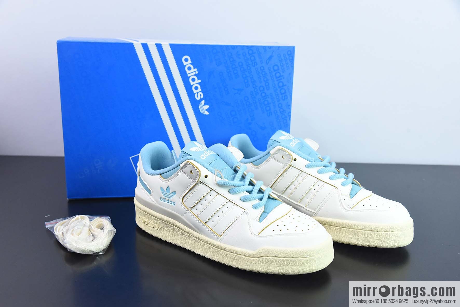 Adidas Forum 84 Low Adidas 84 CL classic velcro Vintage board shoes, milky white/blue, item number: FZ6342