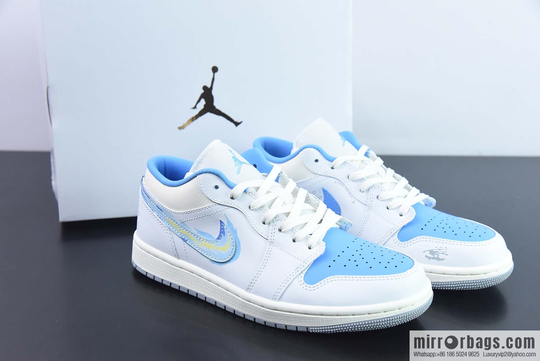 Air Jordan 1 Low animation white blue Joe 1 low-top culture basketball shoes, item number: FJ7219-441