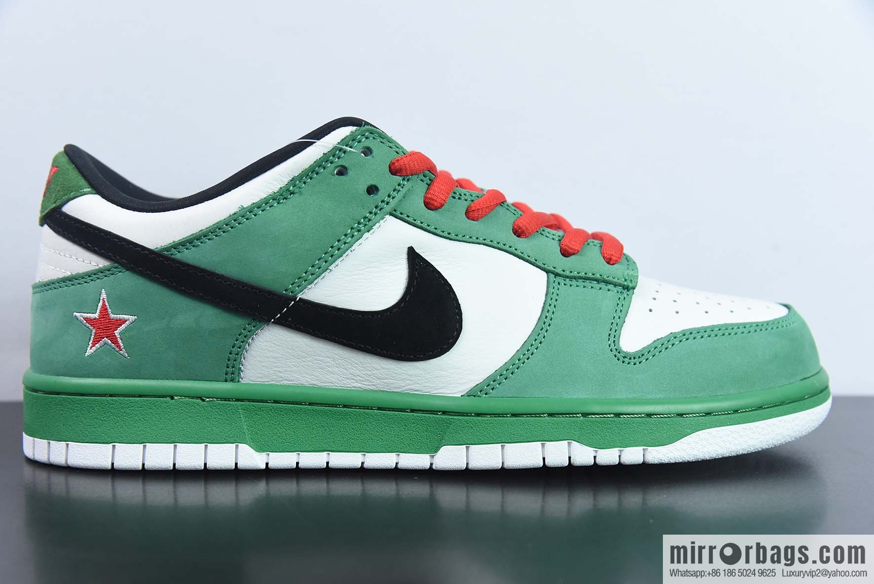Nike Dunk Low PRO Se white and green low-top sneakers Heineken, joint model, item number: 304292 302