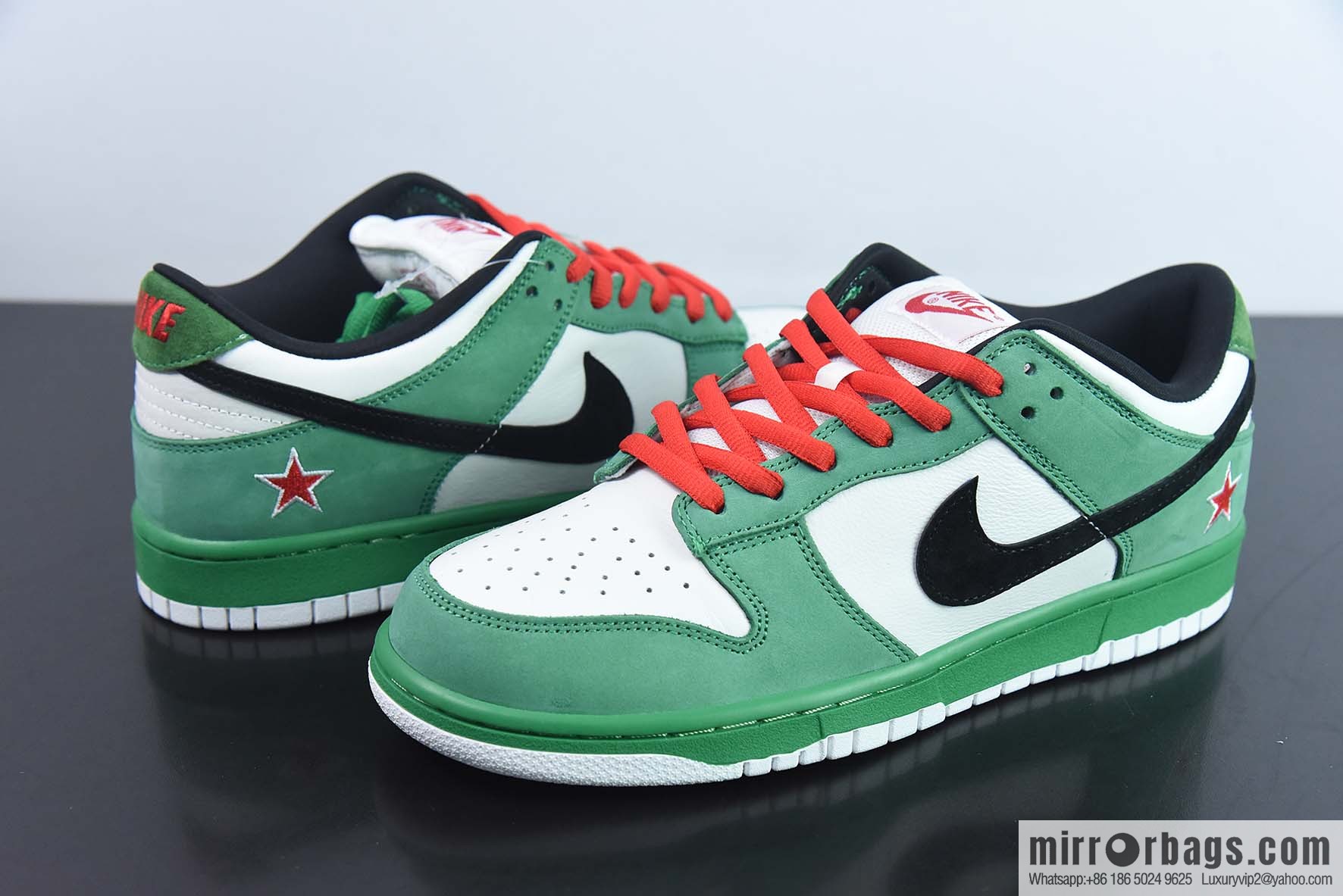 Nike Dunk Low PRO Se white and green low-top sneakers Heineken, joint model, item number: 304292 302