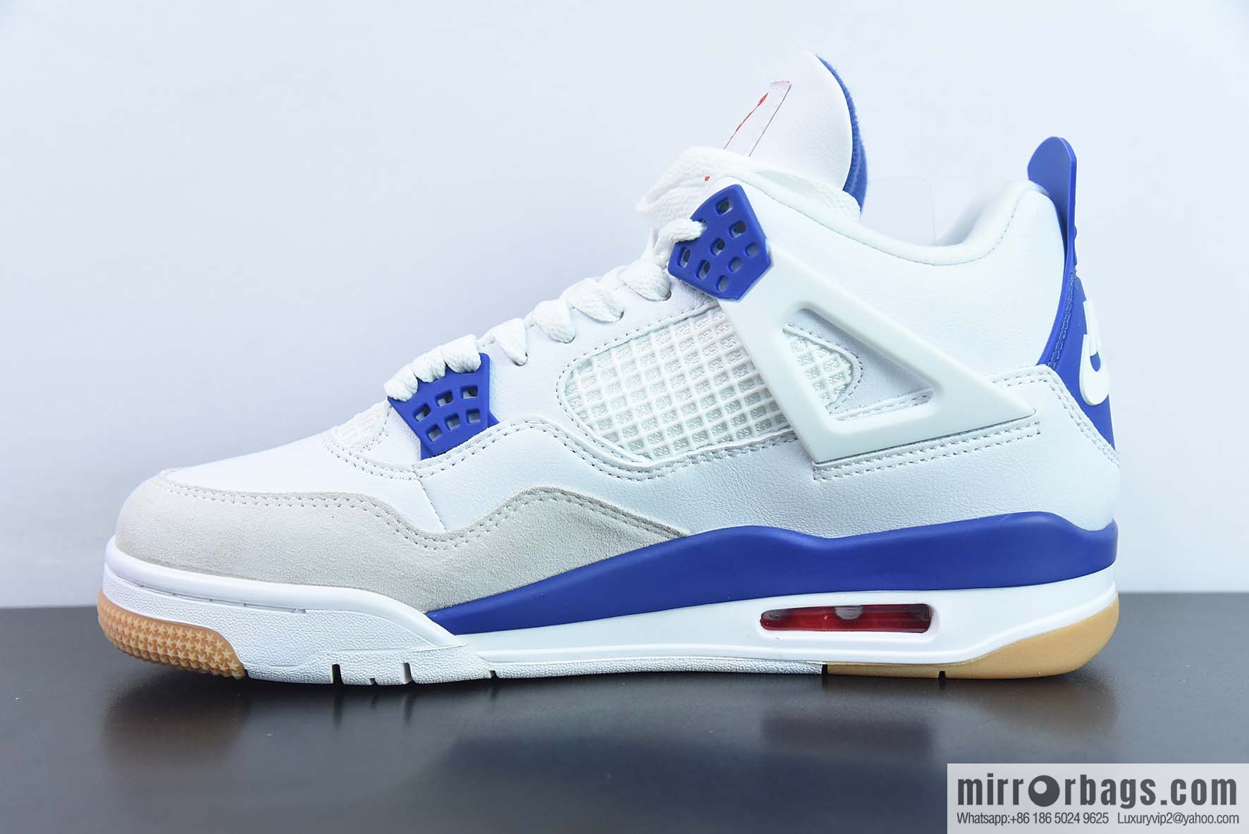 Air Jordan 4 Retro AJ4 white and blue raw rubber sneakers Part Number: DR5415 105