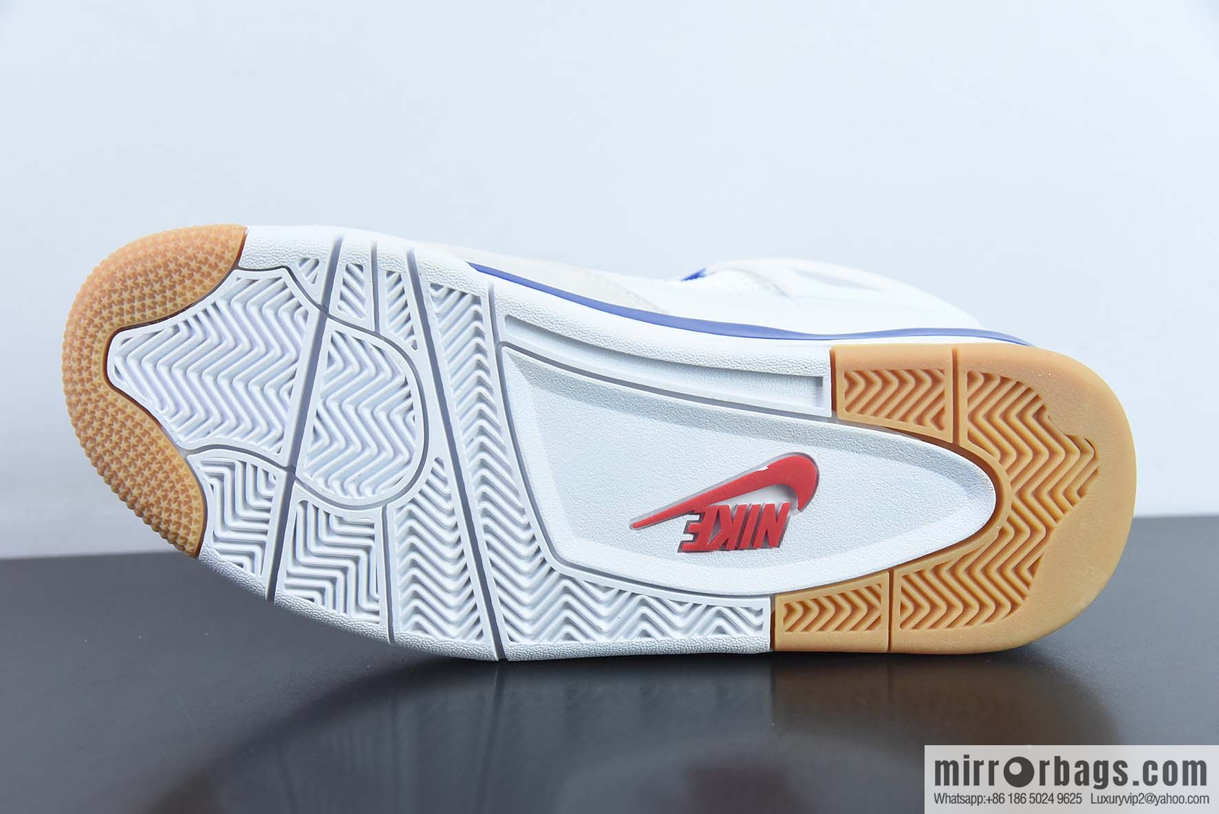 Air Jordan 4 Retro AJ4 white and blue raw rubber sneakers Part Number: DR5415 105