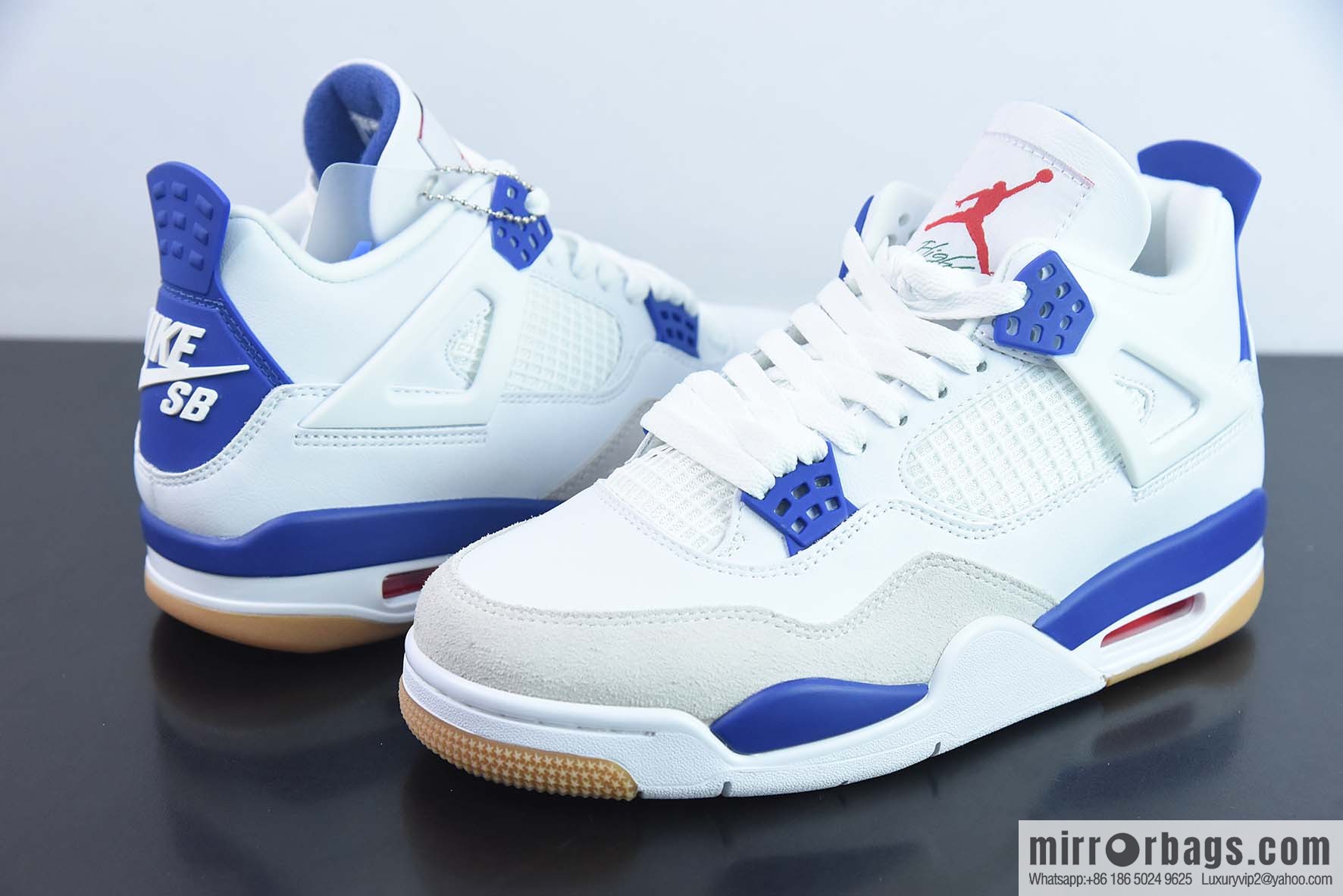 Air Jordan 4 Retro AJ4 white and blue raw rubber sneakers Part Number: DR5415 105