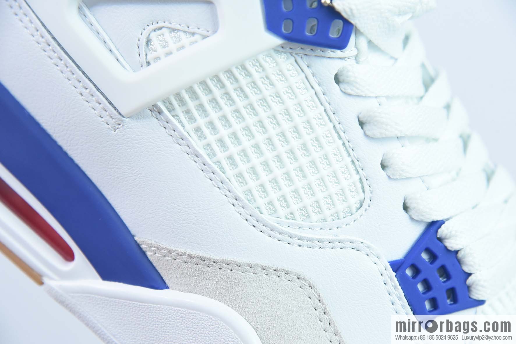 Air Jordan 4 Retro AJ4 white and blue raw rubber sneakers Part Number: DR5415 105