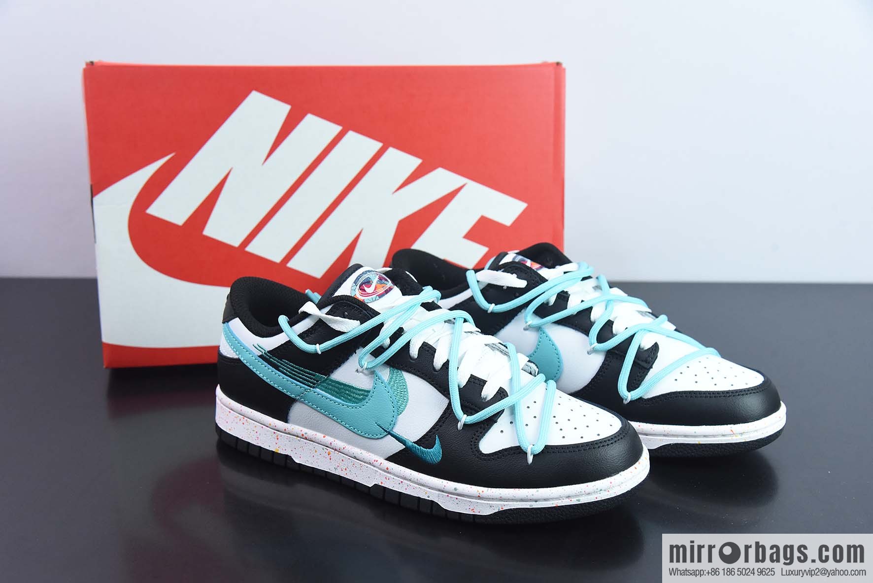 Nike SB Dunk Low splash ink black and blue, reverse three hooks, deconstruct drawstring shoelace Item number: FD4623-135