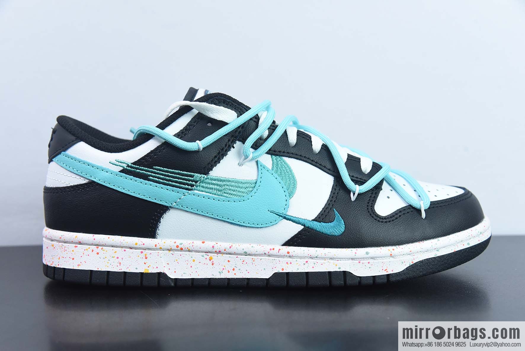 Nike SB Dunk Low splash ink black and blue, reverse three hooks, deconstruct drawstring shoelace Item number: FD4623-135