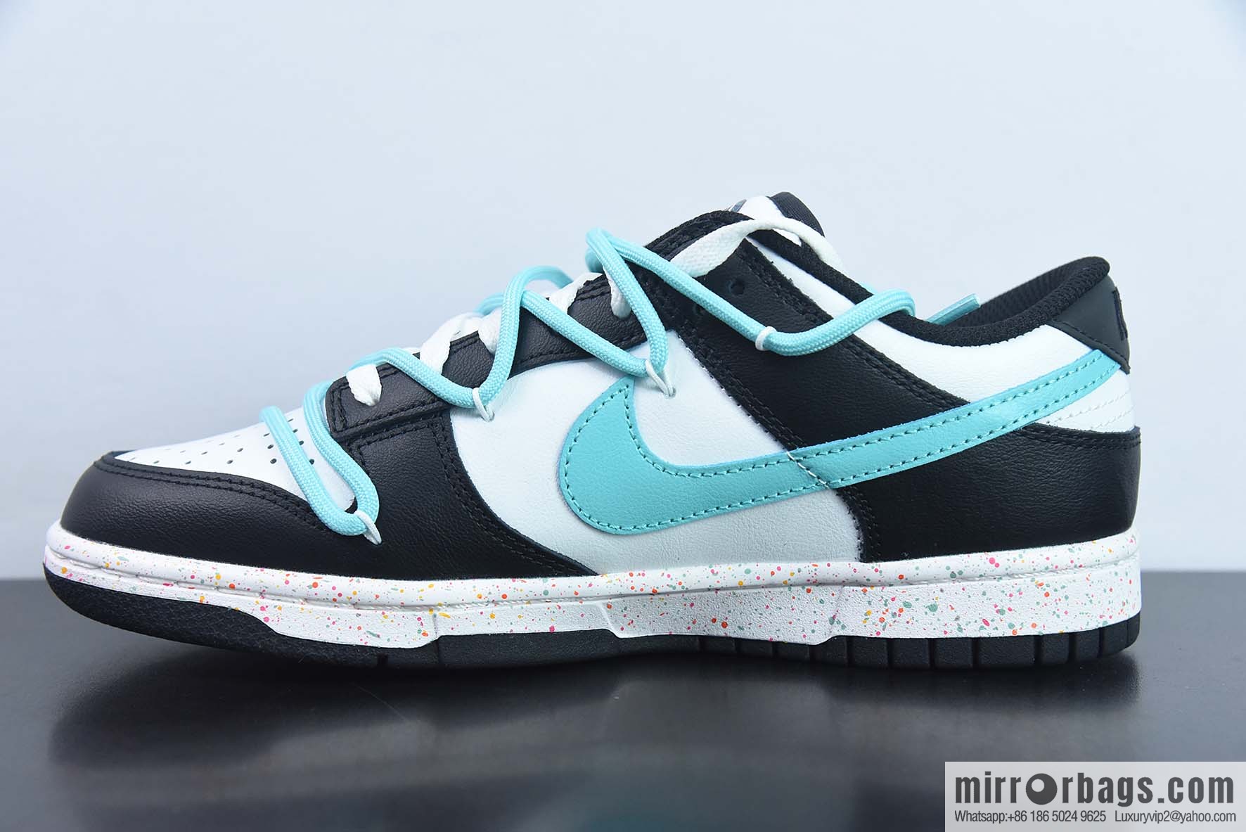 Nike SB Dunk Low splash ink black and blue, reverse three hooks, deconstruct drawstring shoelace Item number: FD4623-135