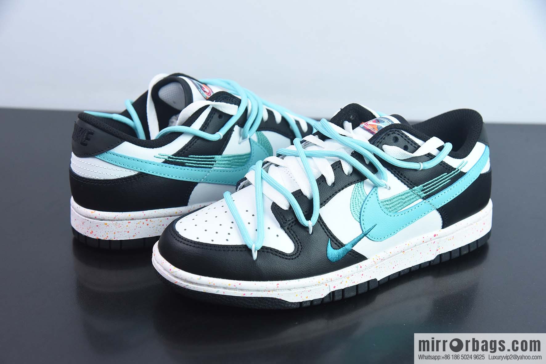 Nike SB Dunk Low splash ink black and blue, reverse three hooks, deconstruct drawstring shoelace Item number: FD4623-135
