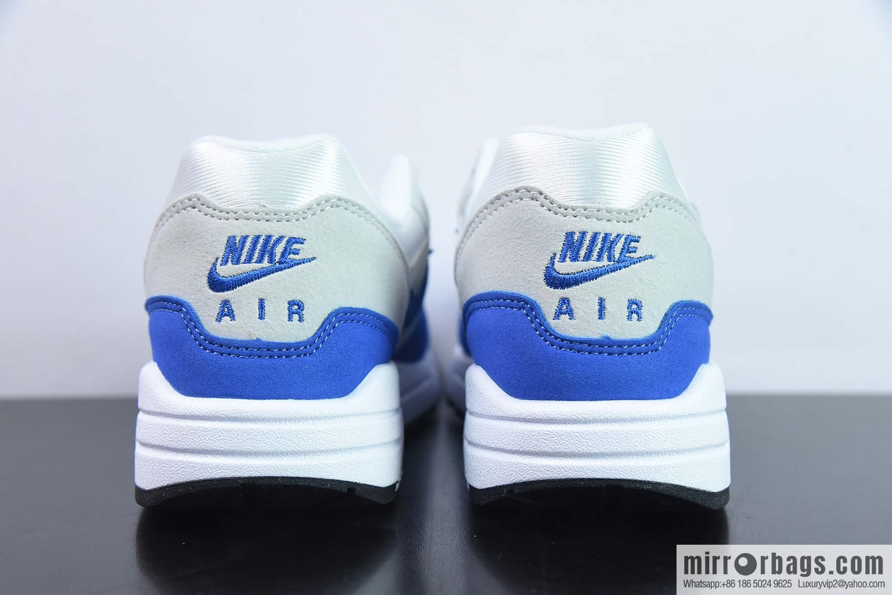 Nike Air Max 1 PRM Corporate Version Vintage Casual Running Shoes, White and Blue, Item Number: 908375 102