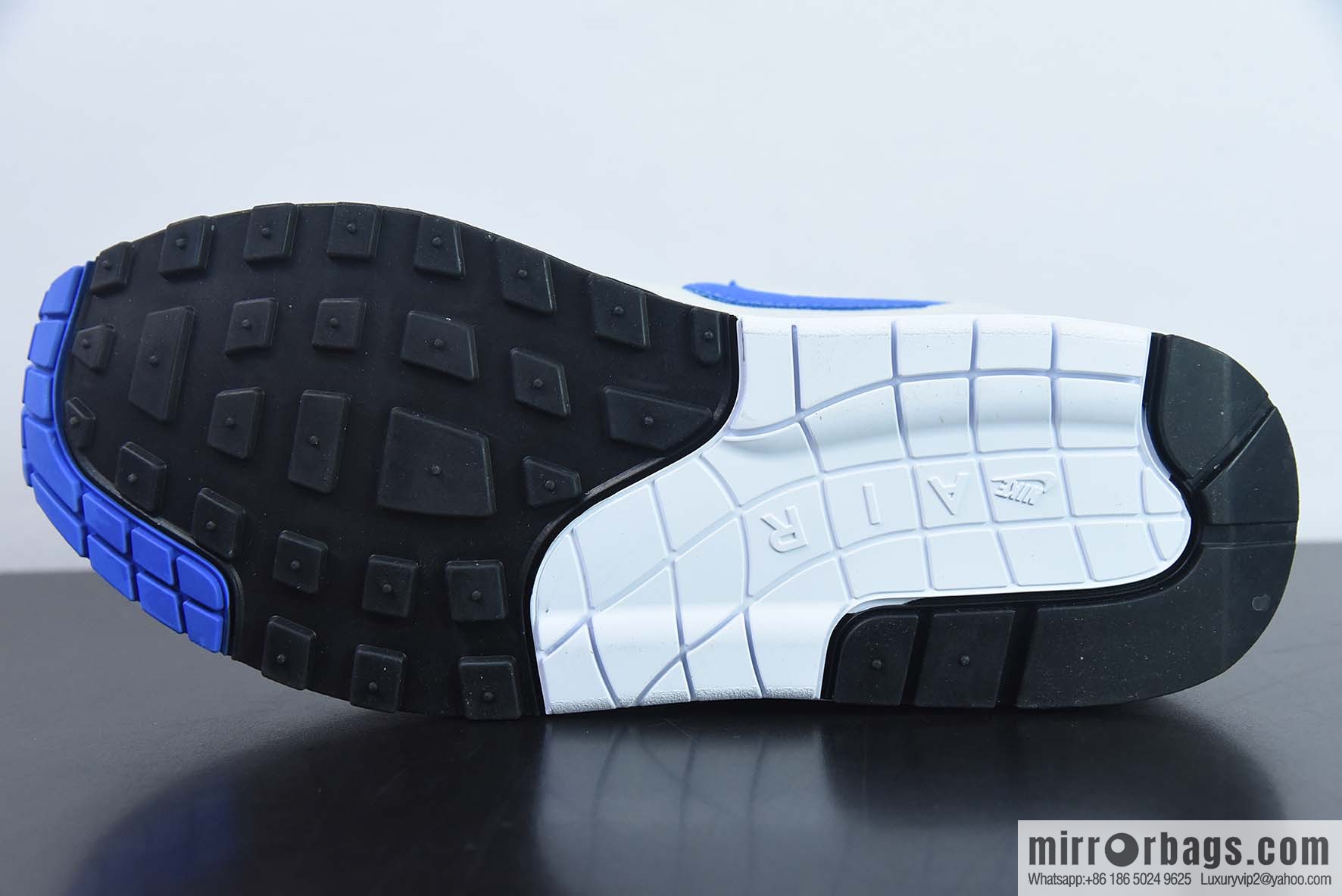 Nike Air Max 1 PRM Corporate Version Vintage Casual Running Shoes, White and Blue, Item Number: 908375 102
