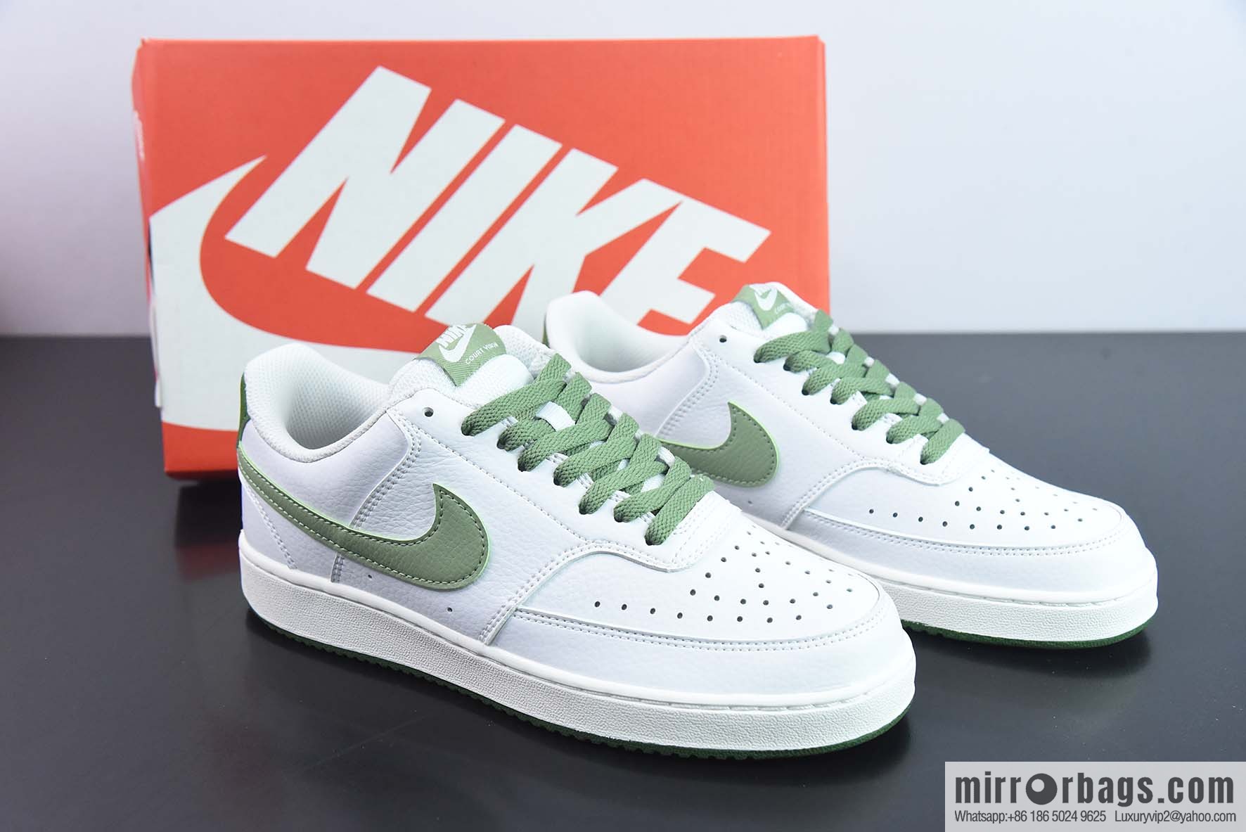 NK Court Vision Low CV Low Top Vintage Versatile breathable sports shoes, white and green, item number: FJ5480 100