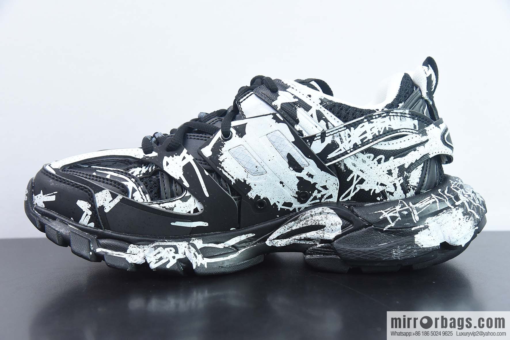BALENCIAGA Track Mule Clear Sole Sneakers 3.0 Pure original version, no light, graffiti black and white sneakers
