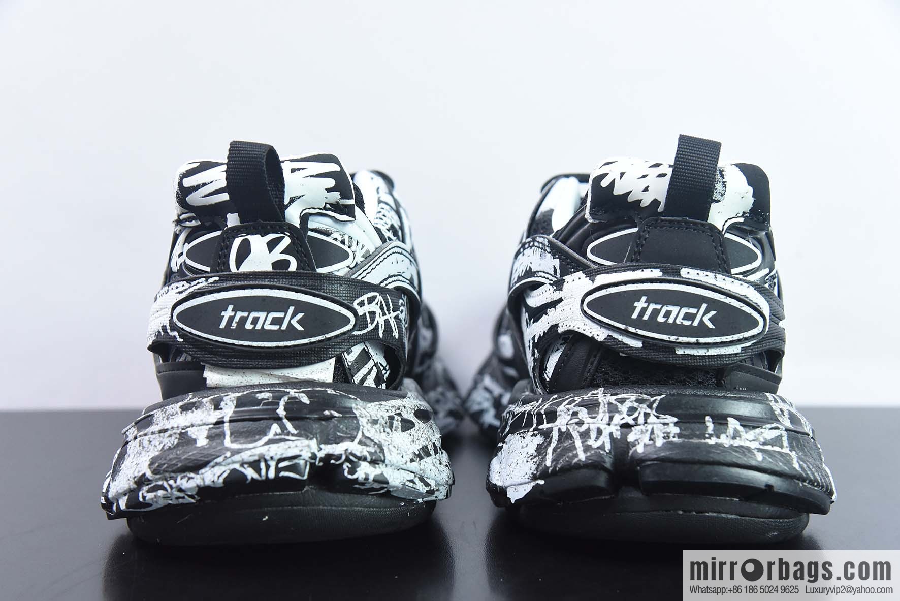 BALENCIAGA Track Mule Clear Sole Sneakers 3.0 Pure original version, no light, graffiti black and white sneakers