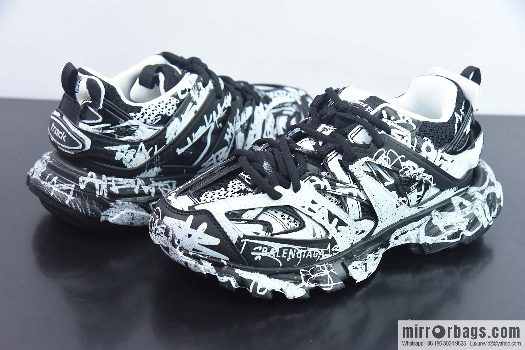 BALENCIAGA Track Mule Clear Sole Sneakers 3.0 Pure original version, no light, graffiti black and white sneakers