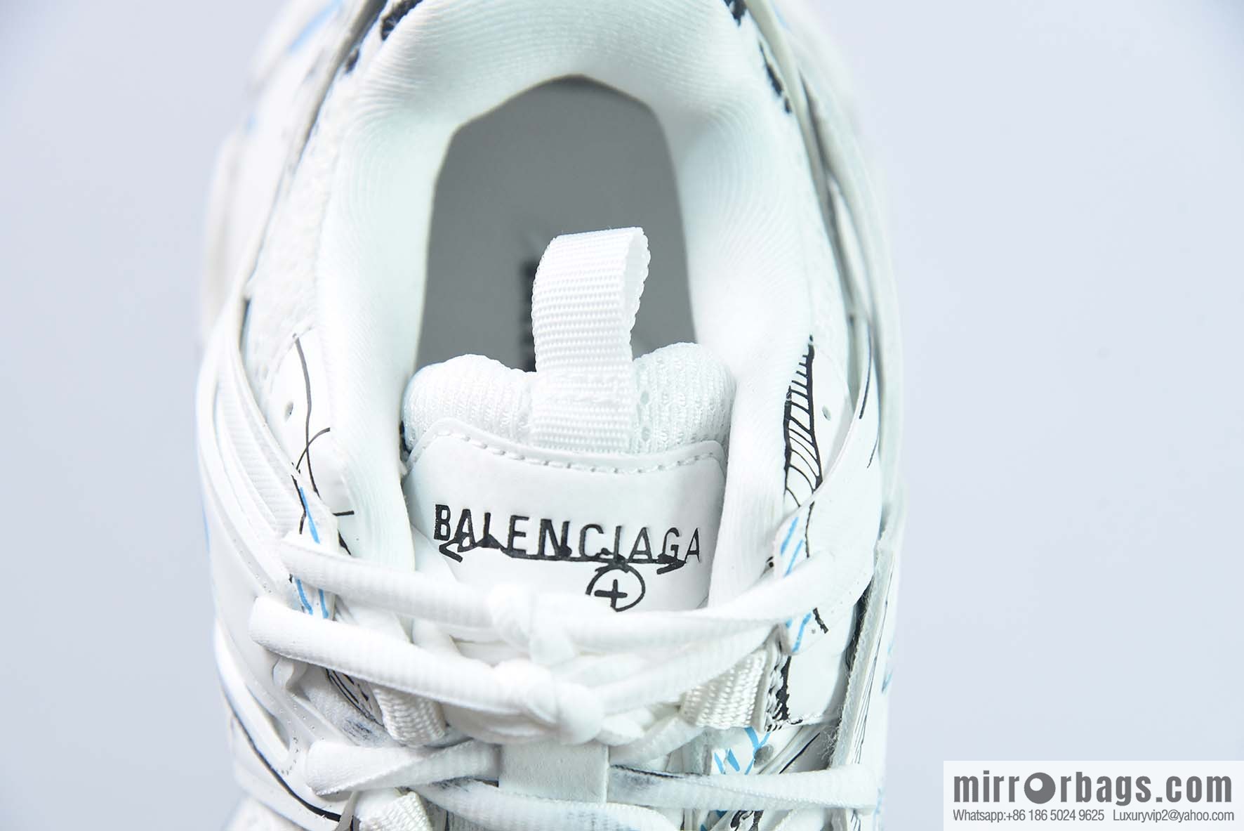 Balenciaga Balenciaga 3.0 low-top dad shoes, white, black and blue, item number: 542023 W3SRA 9014