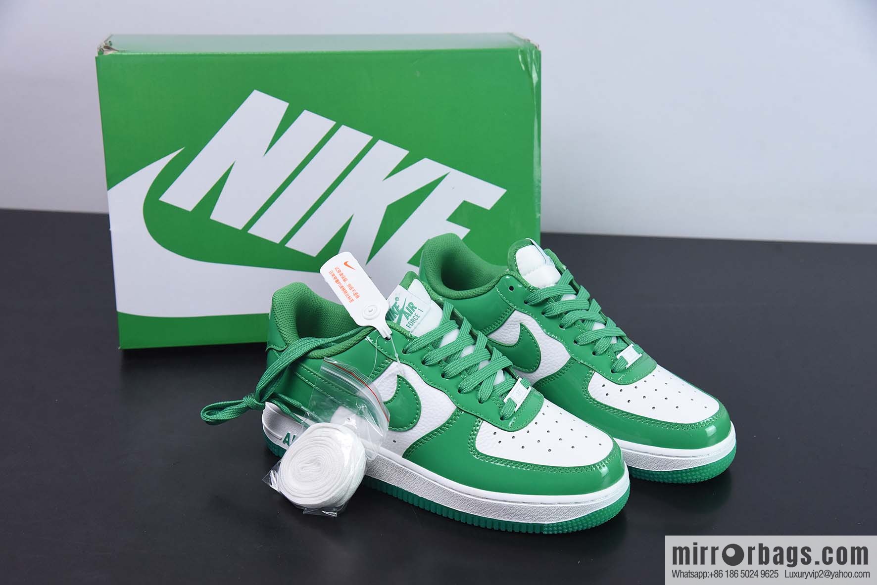 Nike Air Force 1 Low white and green patent leather Air Force No. 1 low-top sports and leisure shoes, item number: HP3656-511