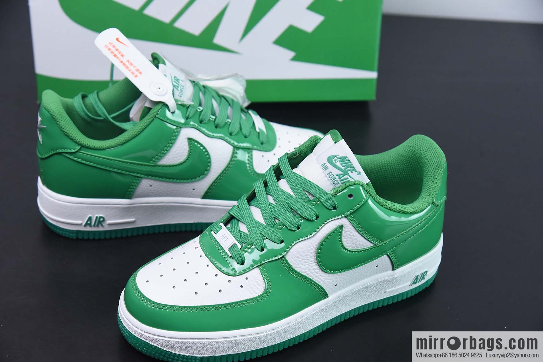 Nike Air Force 1 Low white and green patent leather Air Force No. 1 low-top sports and leisure shoes, item number: HP3656-511