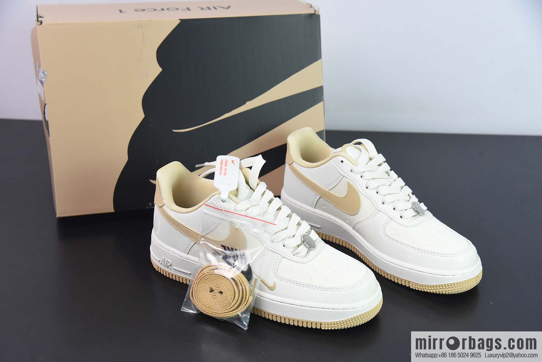 Nike Air Force 1 Low Air Force One low-top sports and leisure board shoes ape head joint name, double hook, beige yellow, item number: BS9055 747