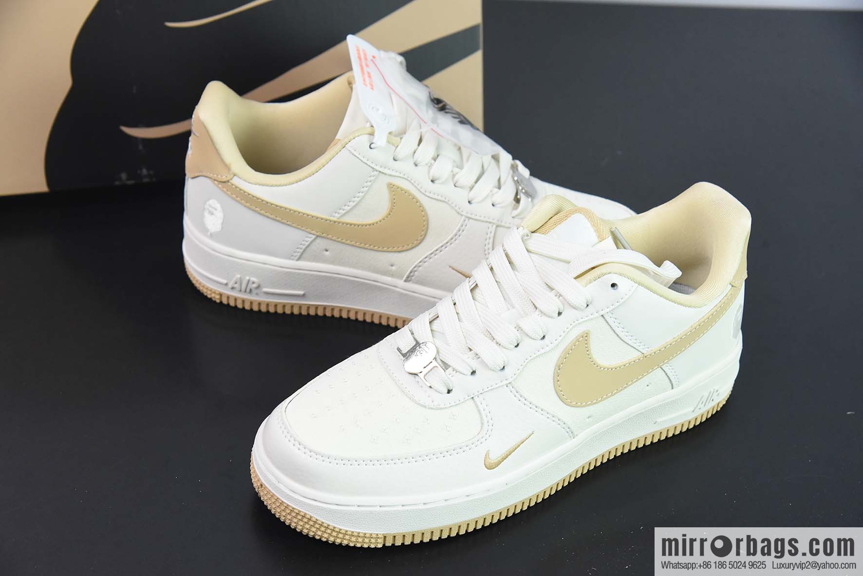 Nike Air Force 1 Low Air Force One low-top sports and leisure board shoes ape head joint name, double hook, beige yellow, item number: BS9055 747
