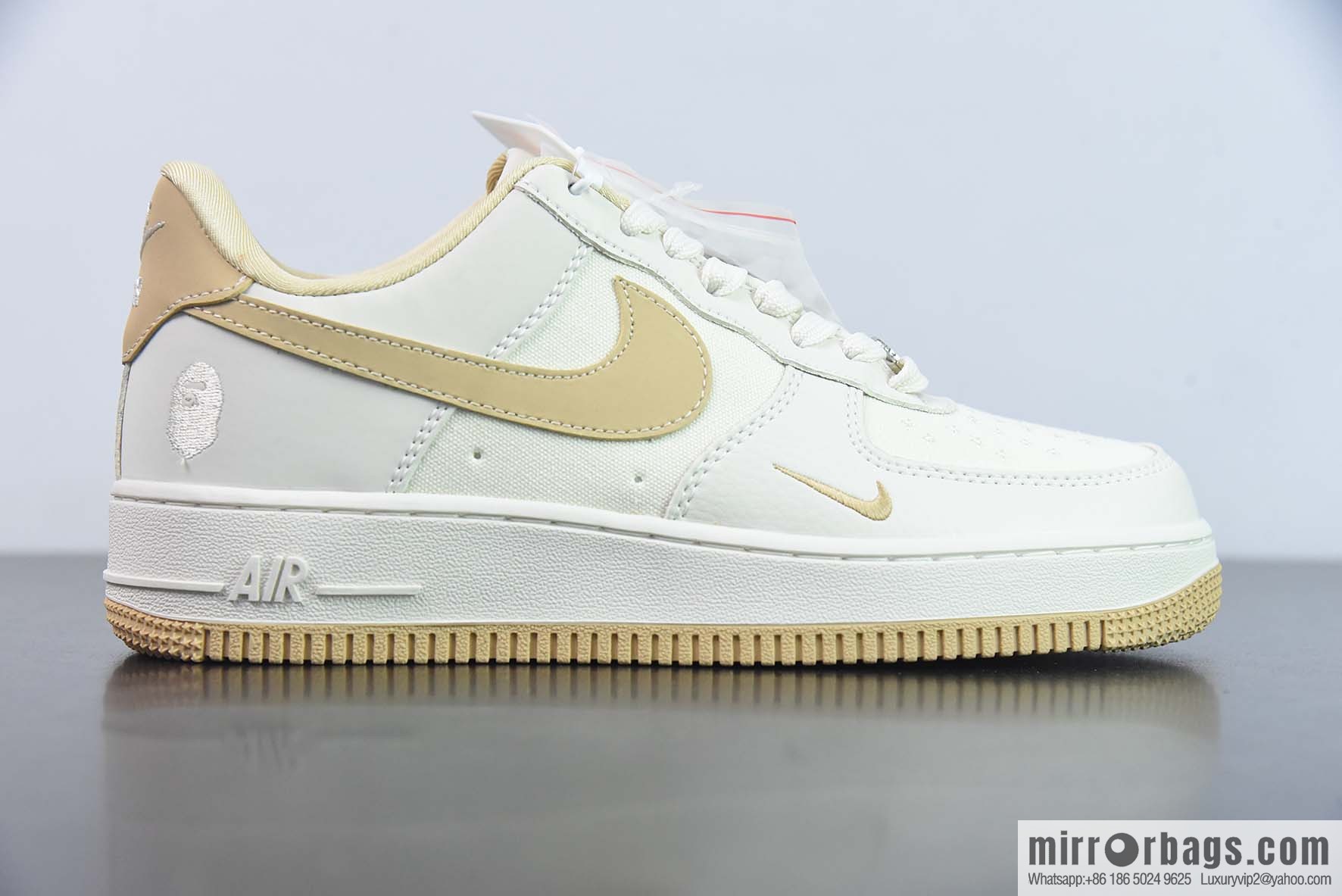 Nike Air Force 1 Low Air Force One low-top sports and leisure board shoes ape head joint name, double hook, beige yellow, item number: BS9055 747