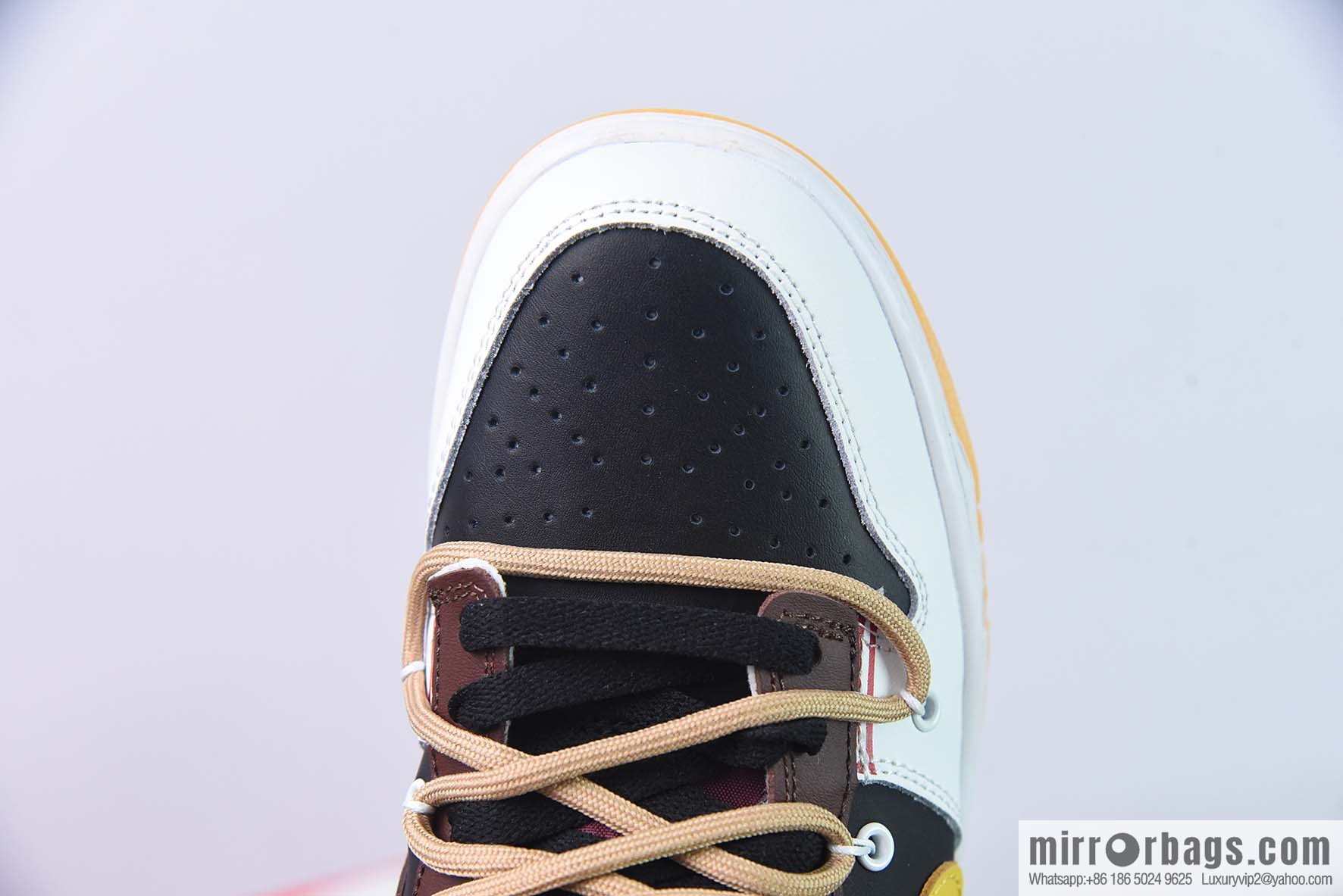 NIKE SB Dunk Low custom white, black and yellow straps deconstruction low-top sneakers