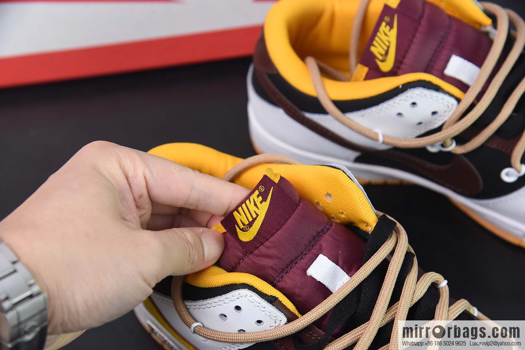NIKE SB Dunk Low custom white, black and yellow straps deconstruction low-top sneakers