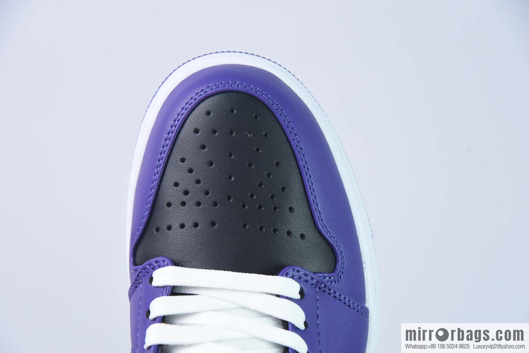 Air Jordan AJ1 Low Top, White Hook, Black Purple Toes, Item No. 553558-501