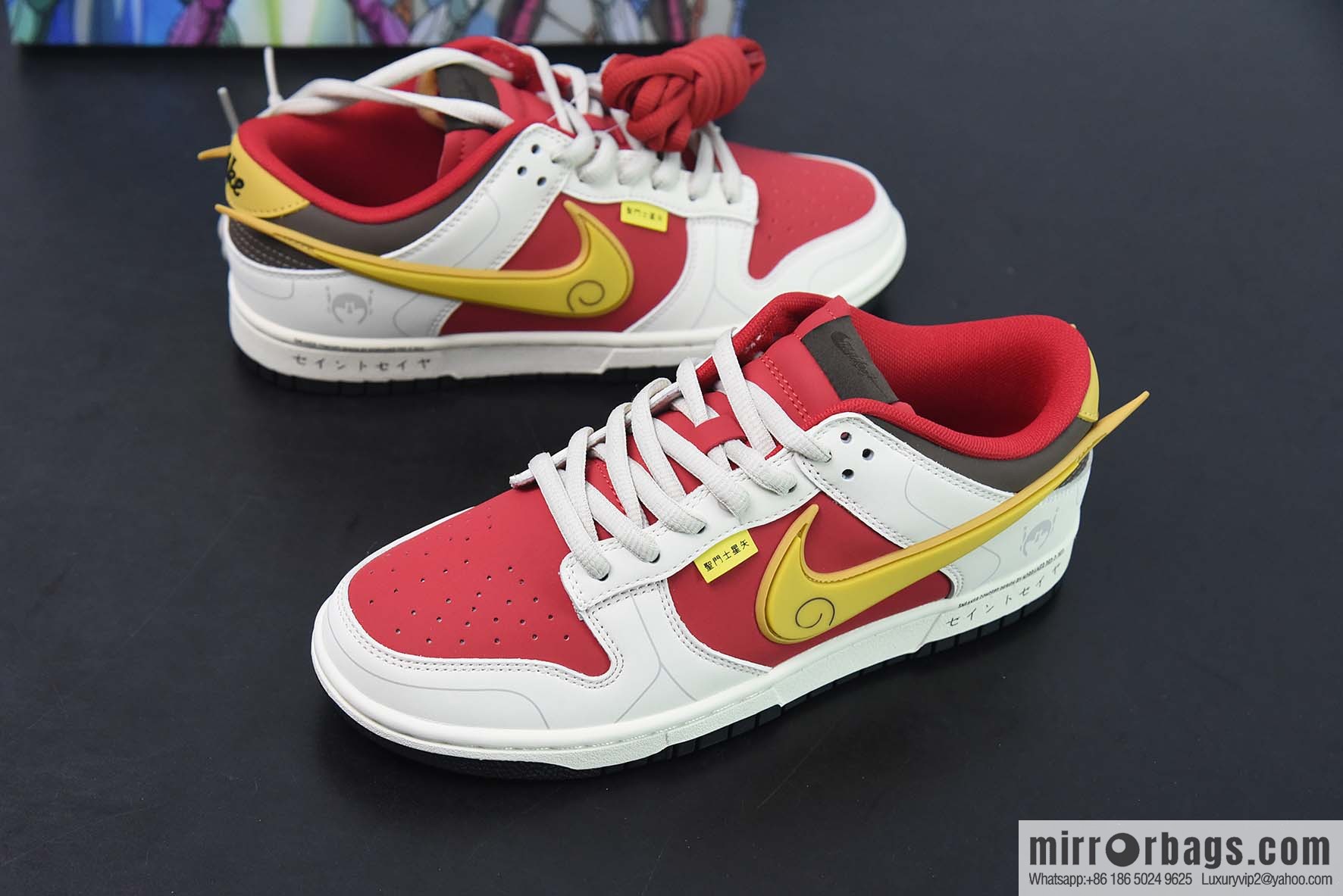 Nike SB Dunk Low beige, red and yellow, Saint Seiya low-top sneakers Item number: ZD2356-157