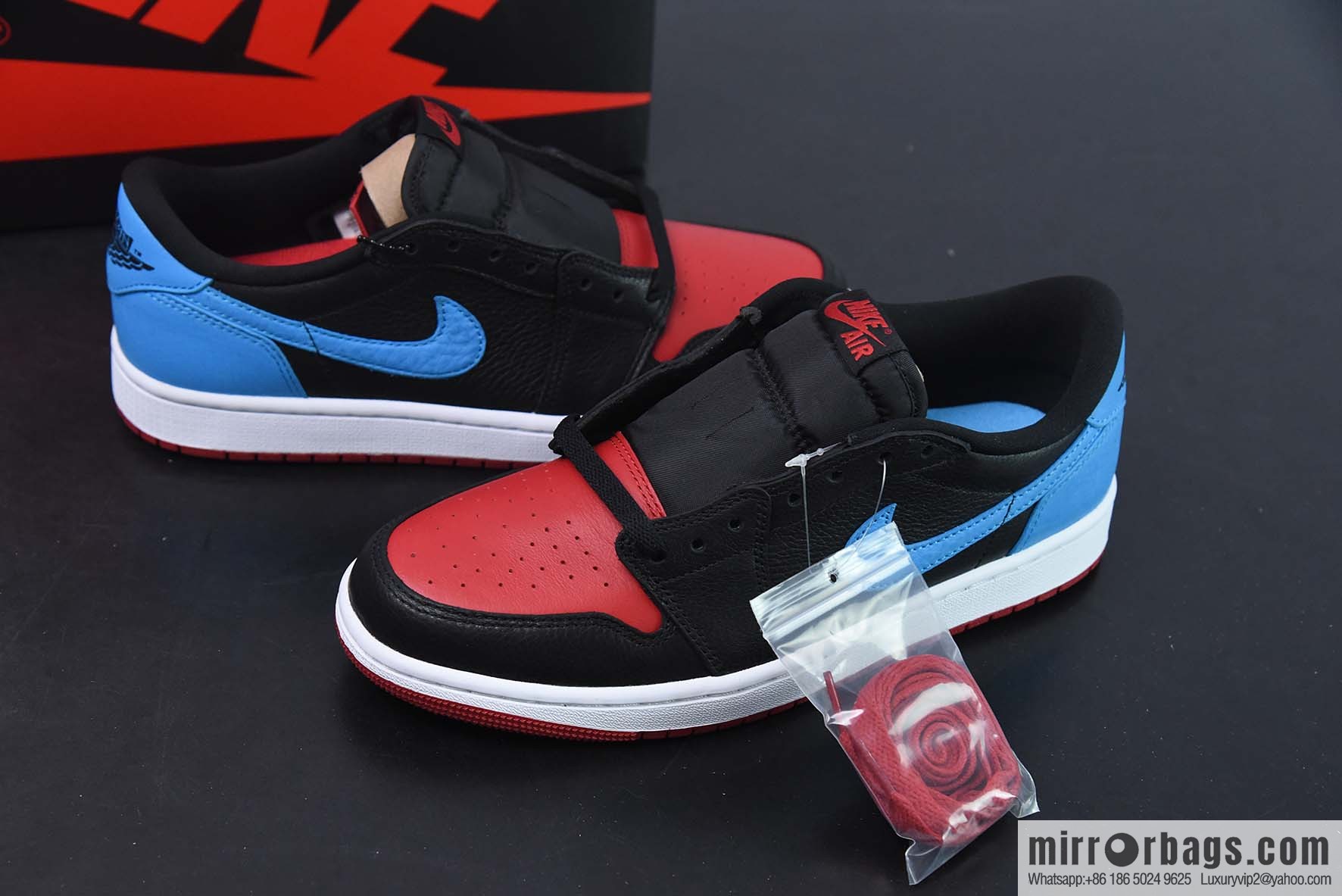 Air Jordan 1 Low OG AJ1 reverse warning light, black, red and blue, low-top basketball shoes, item number: CZ0775-046