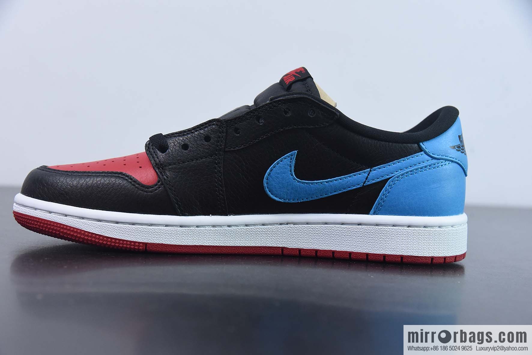 Air Jordan 1 Low OG AJ1 reverse warning light, black, red and blue, low-top basketball shoes, item number: CZ0775-046