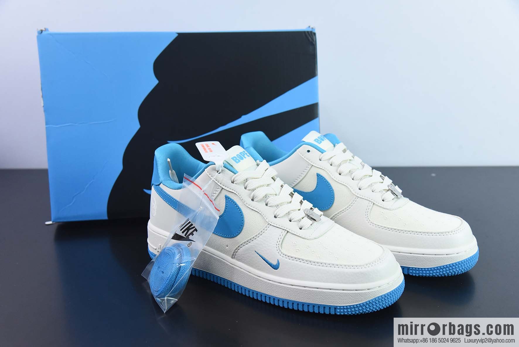 Nike Air Force 1 AF1 Air Force One/low-top, white and blue, ape head embroidery Item number: BS9055-750