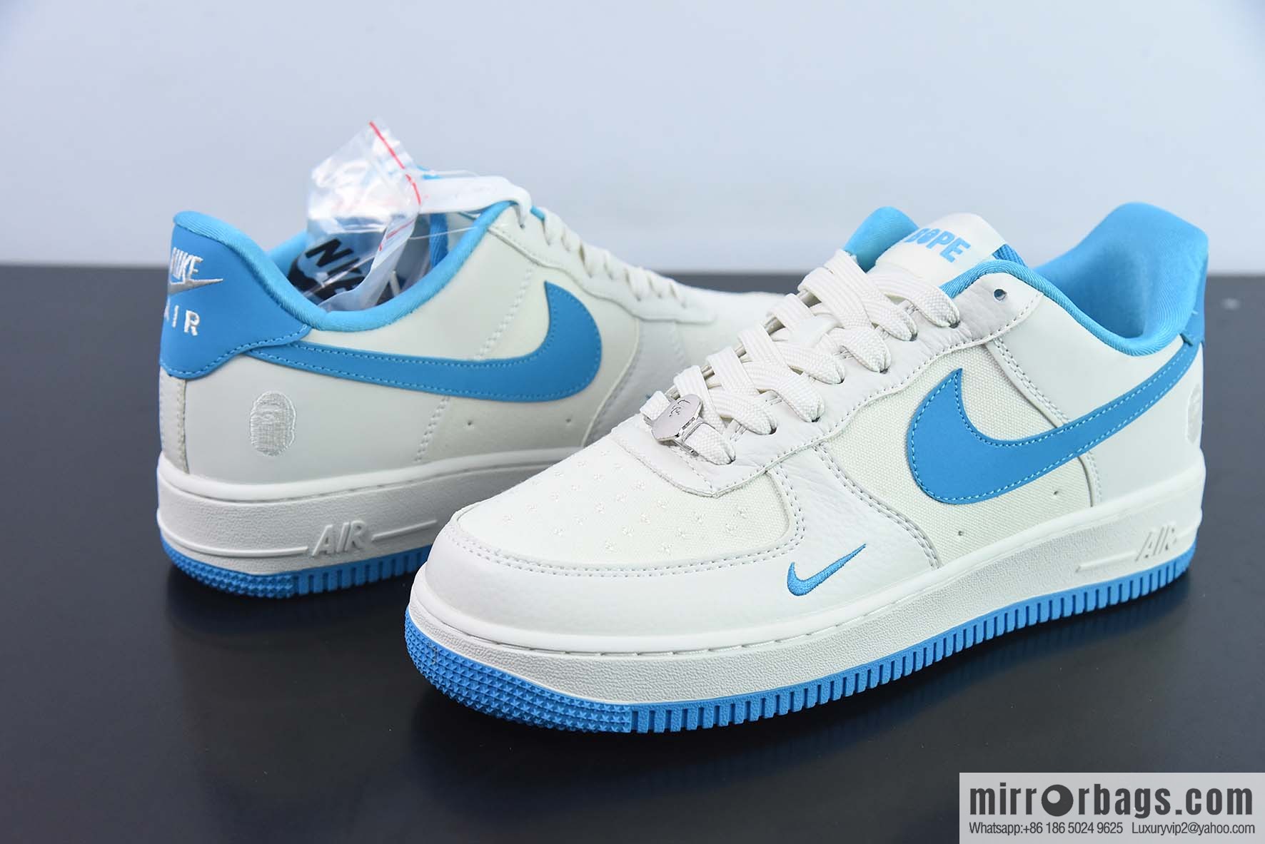Nike Air Force 1 AF1 Air Force One/low-top, white and blue, ape head embroidery Item number: BS9055-750