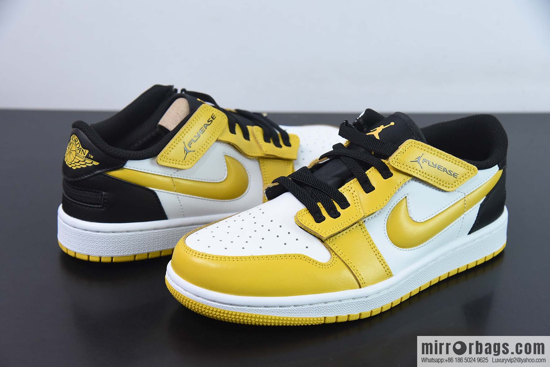 Air Jordan 1 Low AJ1 Jordan 1st generation low-top basketball shoes/white and yellow, black tail, college gold velcro zipper Item number: DM1206-107