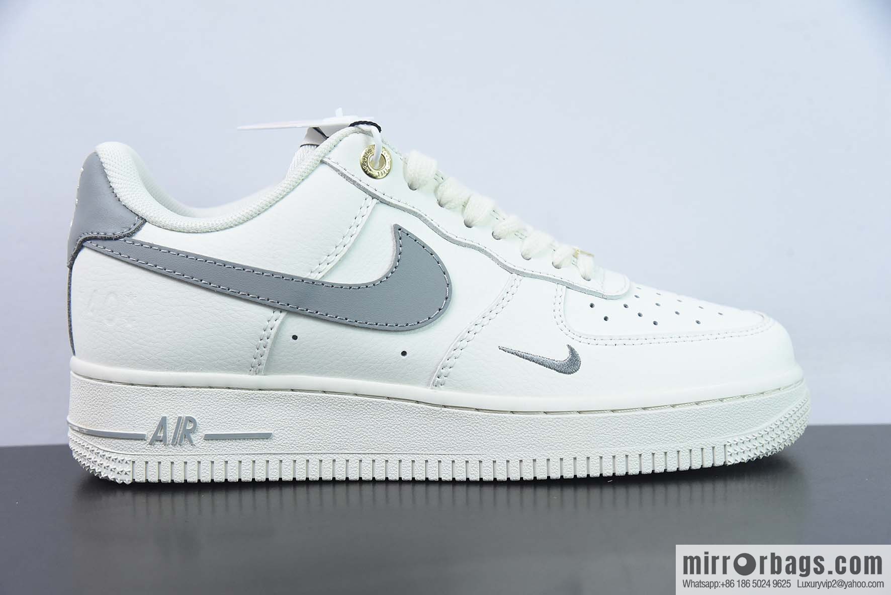 Nike Air Force 1 AF1 Air Force One/Low Help, White Grey Embroidery 40th Anniversary Edition Item No. DQ7658-106