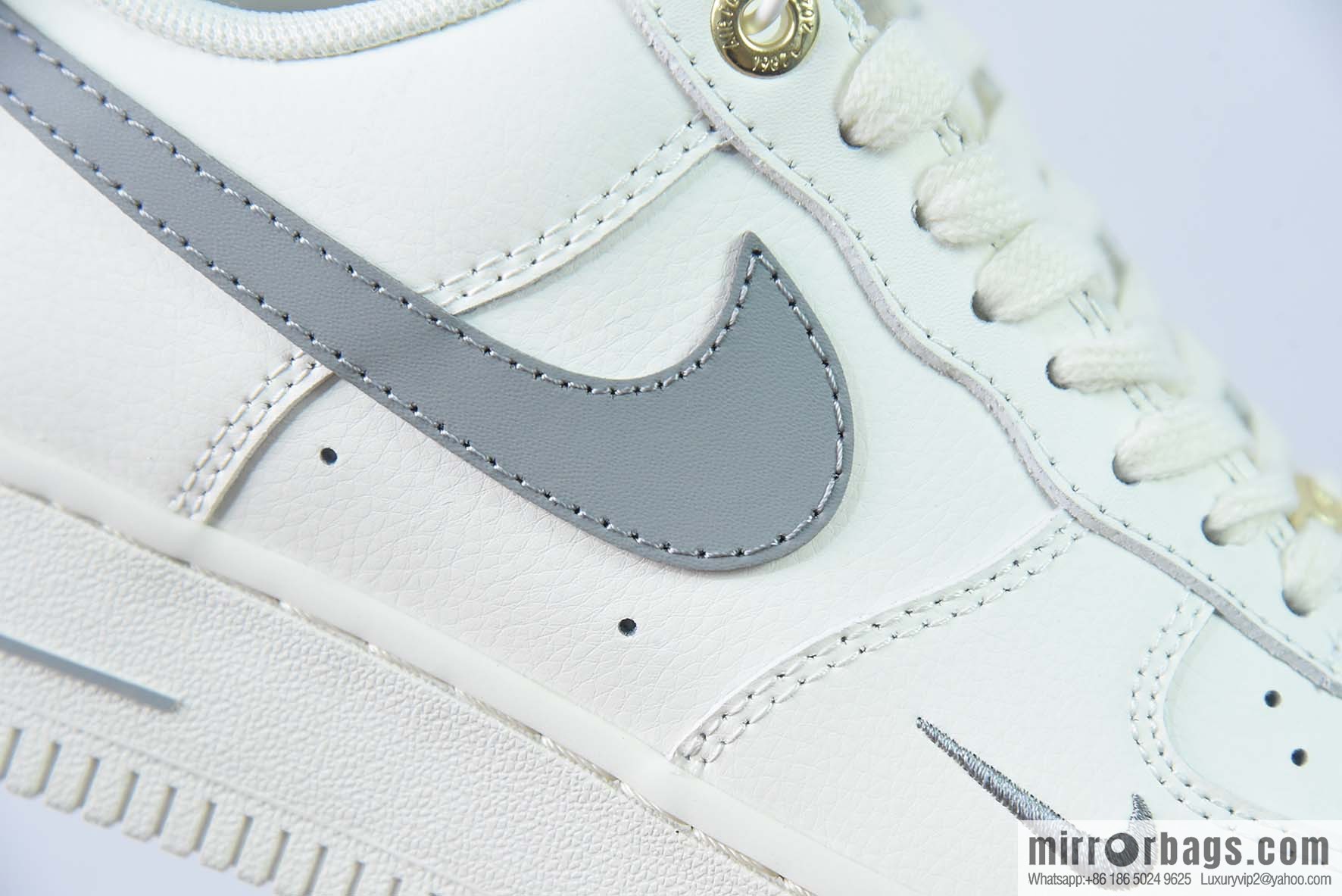 Nike Air Force 1 AF1 Air Force One/Low Help, White Grey Embroidery 40th Anniversary Edition Item No. DQ7658-106