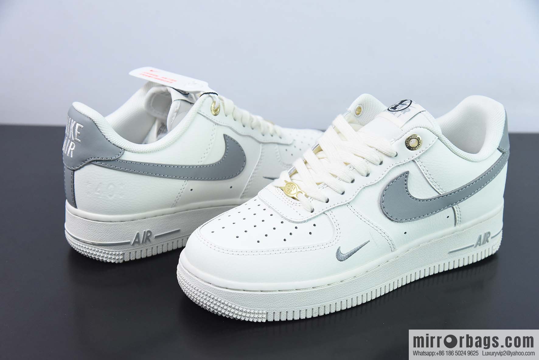 Nike Air Force 1 AF1 Air Force One/Low Help, White Grey Embroidery 40th Anniversary Edition Item No. DQ7658-106