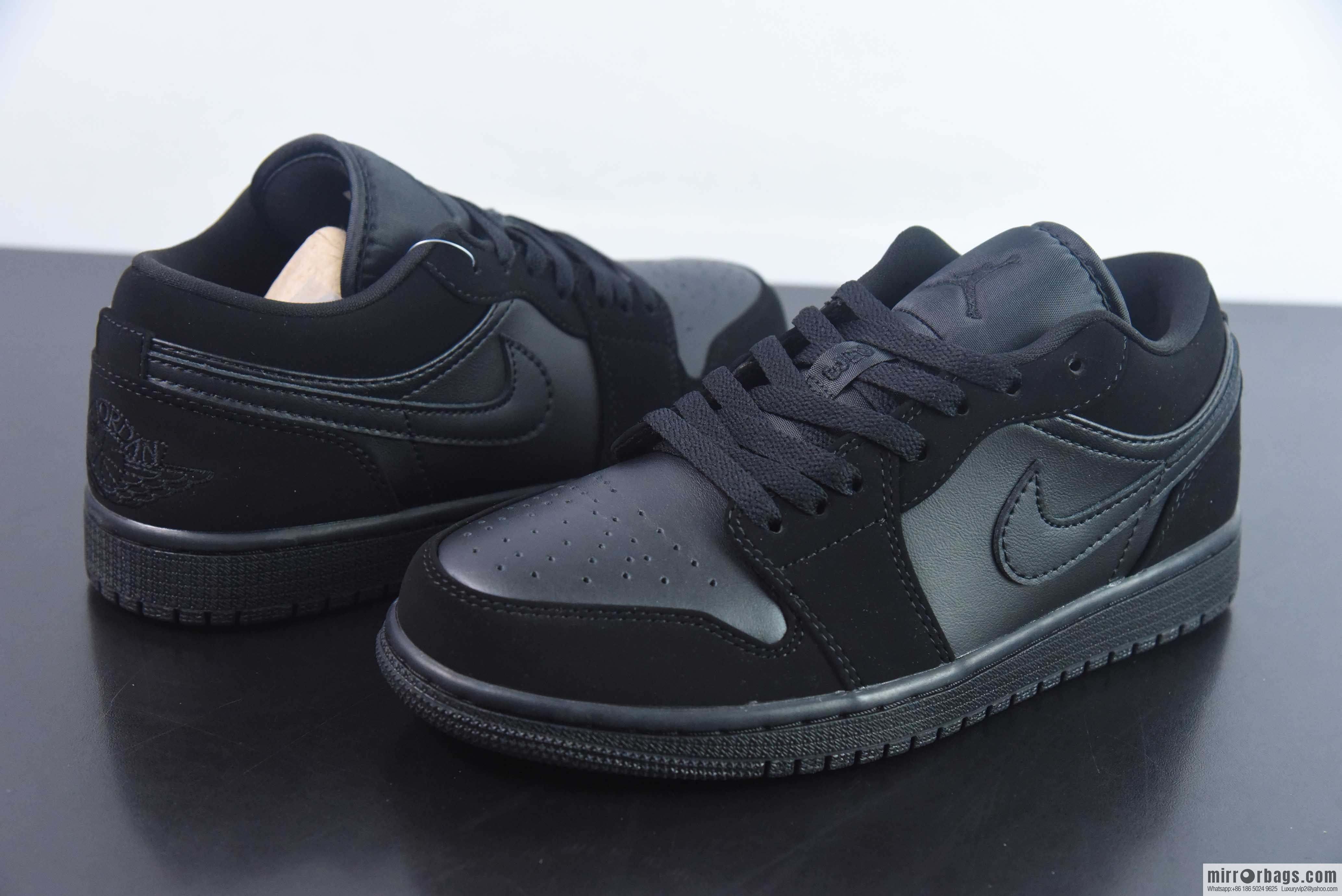 Air Jordan AJ1 Low Pure Black Darth Vader Sneakers, Item Number: 553558-025