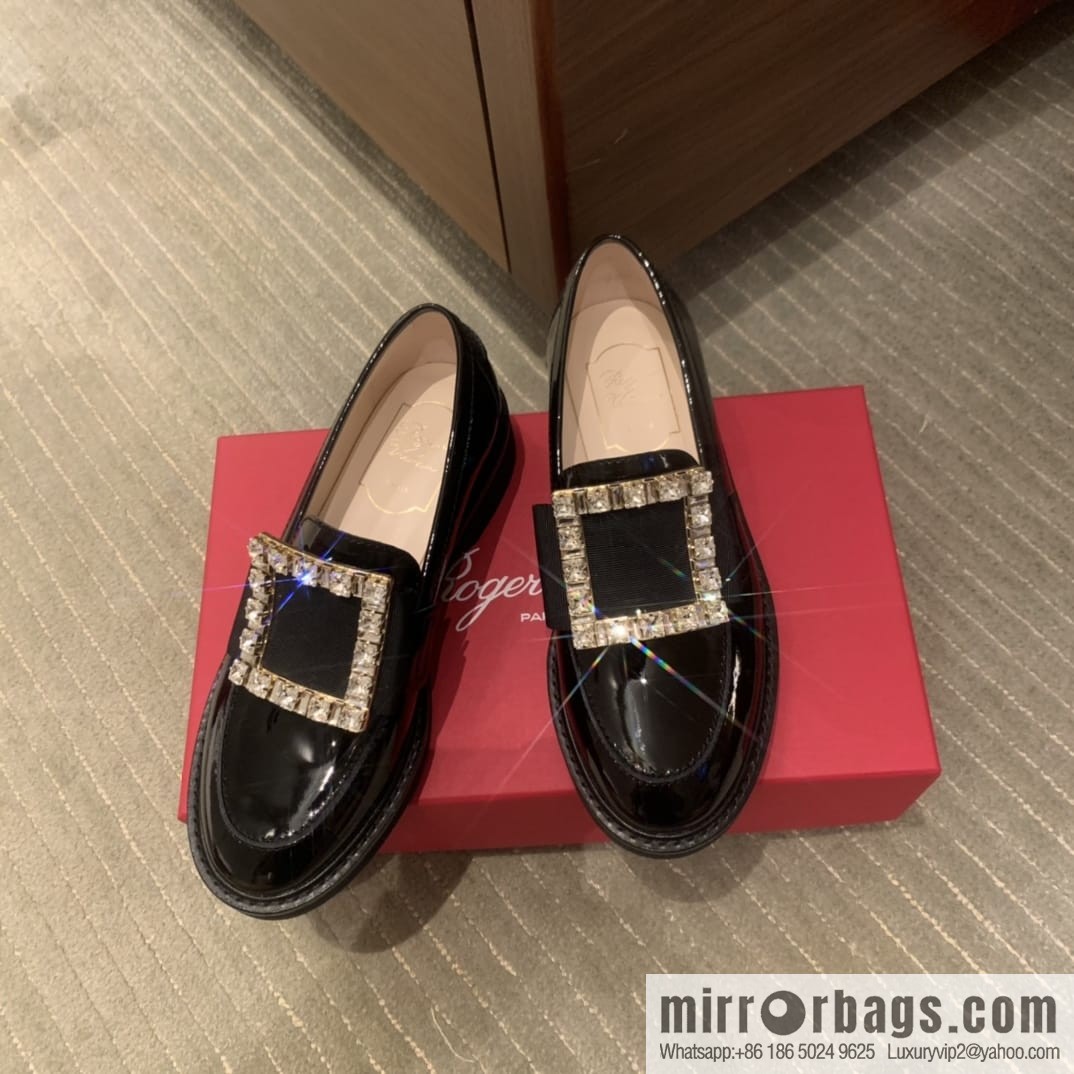 Roger Vivieri high-end water-plated RV buckle women's leather shoes