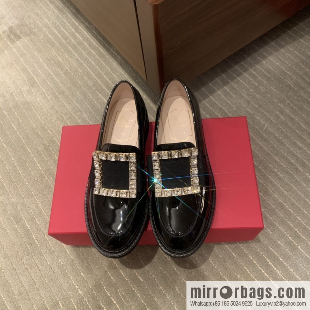 Roger Vivieri high-end water-plated RV buckle women's leather shoes