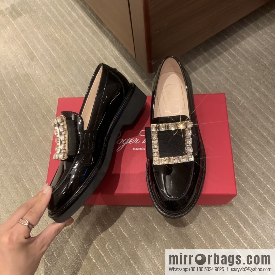 Roger Vivieri high-end water-plated RV buckle women's leather shoes
