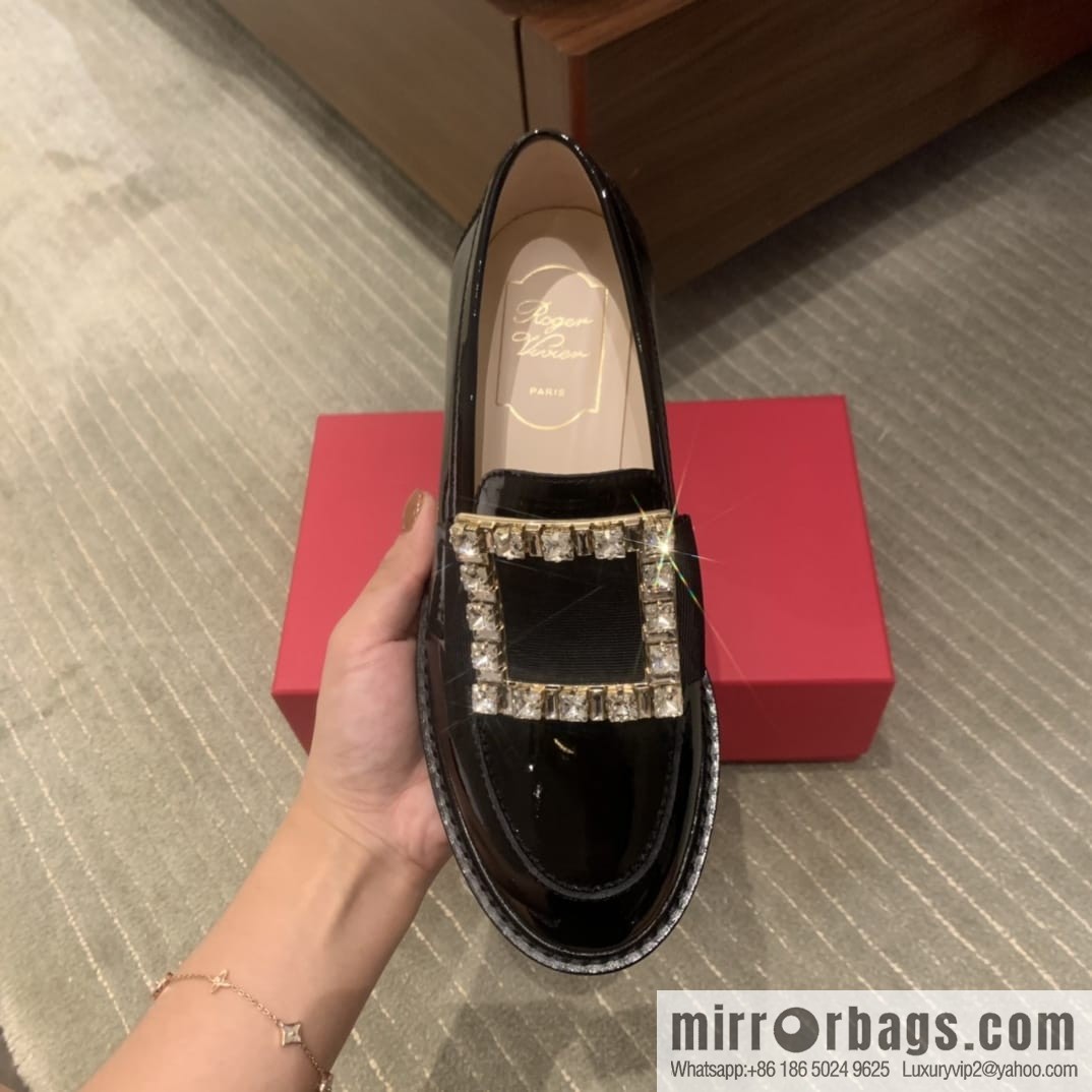 Roger Vivieri high-end water-plated RV buckle women's leather shoes
