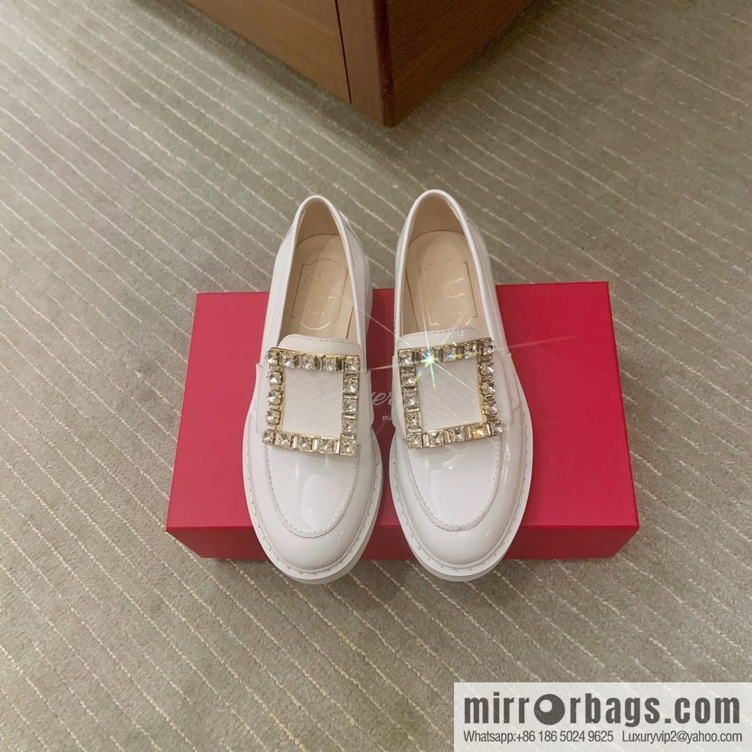 Roger Vivieri high-end water-plated RV buckle women's leather shoes