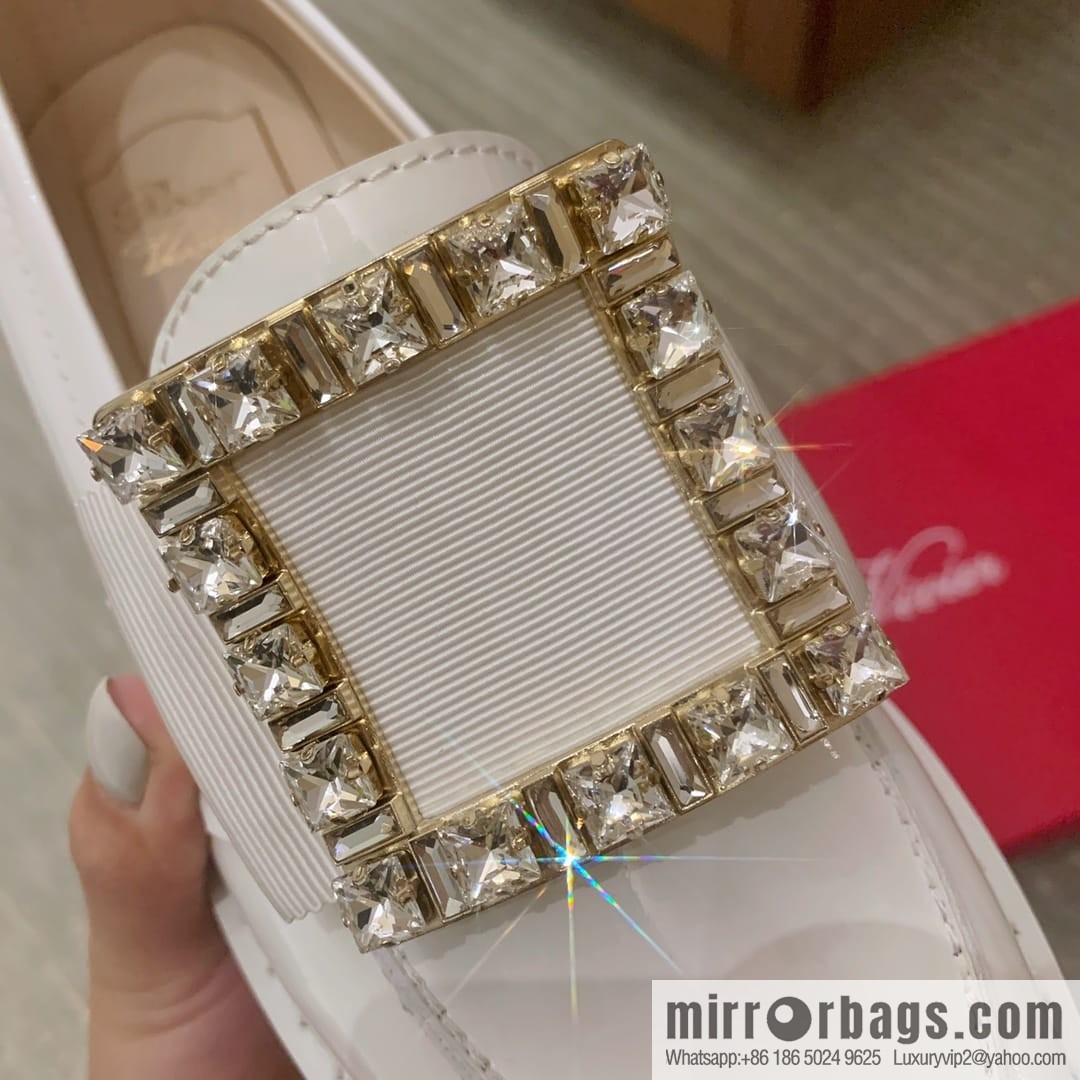 Roger Vivieri high-end water-plated RV buckle women's leather shoes