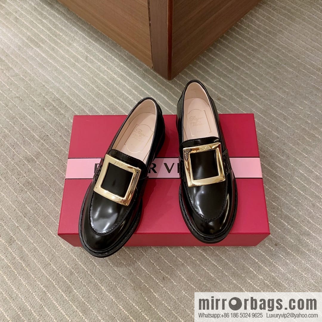 Roger Vivieri high-end water-plated RV buckle women's leather shoes