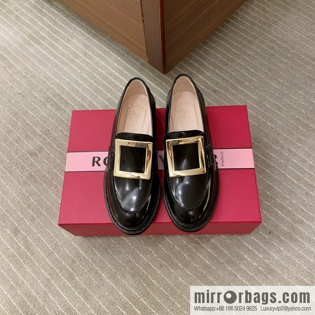 Roger Vivieri high-end water-plated RV buckle women's leather shoes