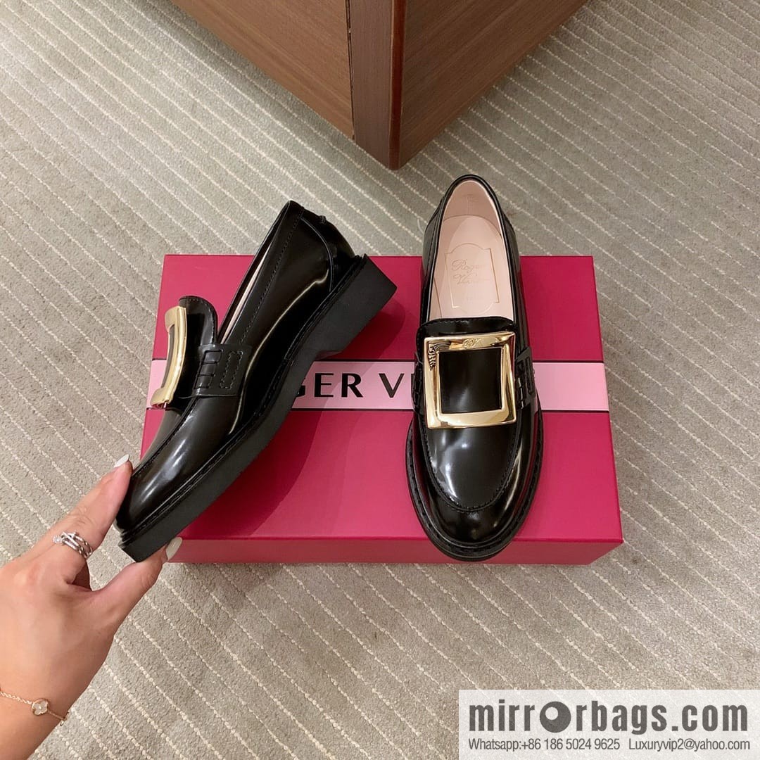 Roger Vivieri high-end water-plated RV buckle women's leather shoes